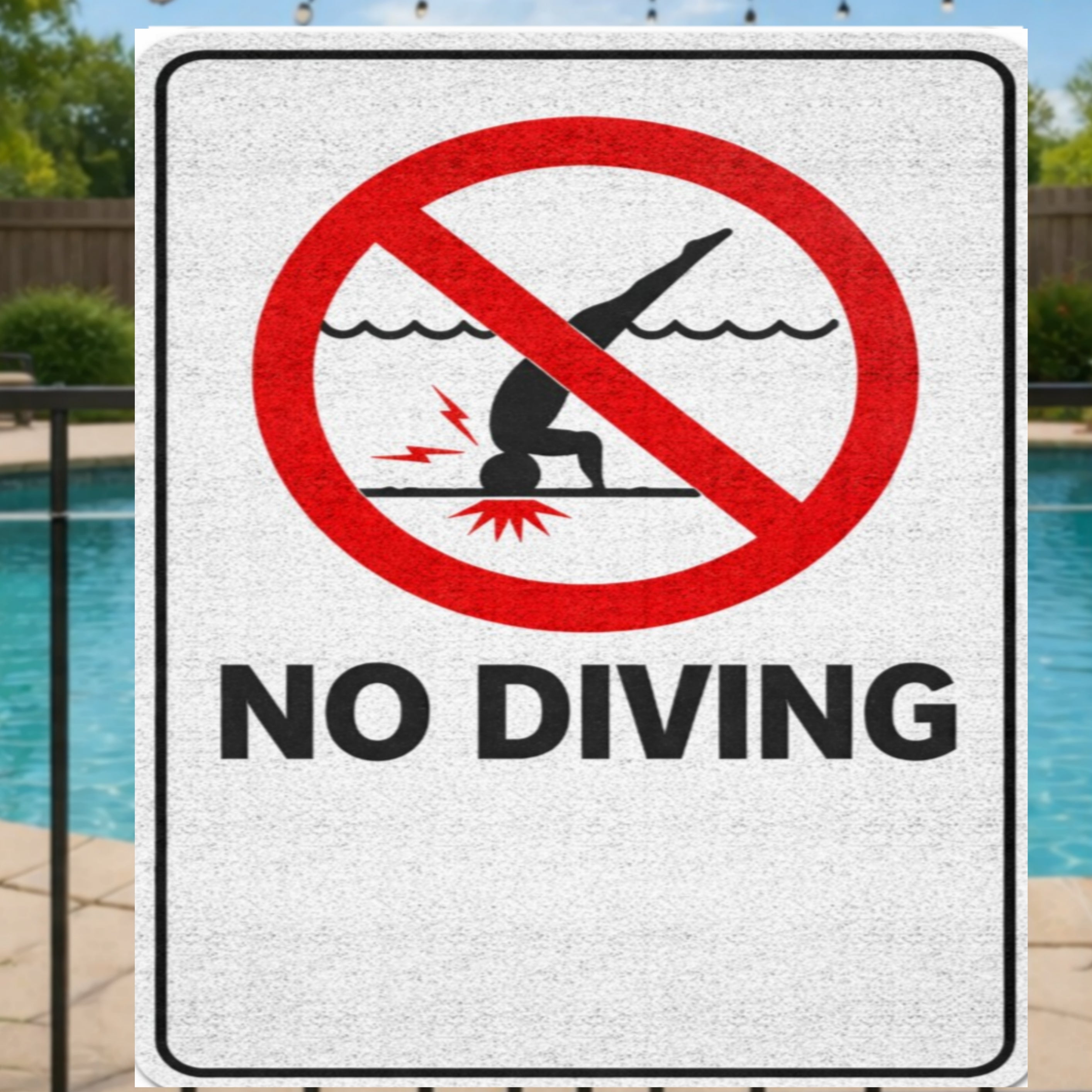 No Diving Pool Sign Safety Warning Poster 13x19 Laminated Pool Area Sign Outdoor Pool Rules Decor