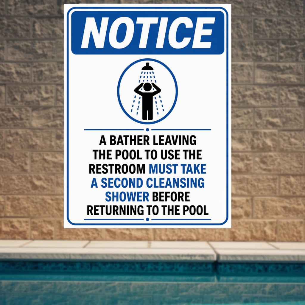 Pool Shower Notice Sign | 13x19 Laminated Swimming Pool Hygiene & Safety Wall Sign