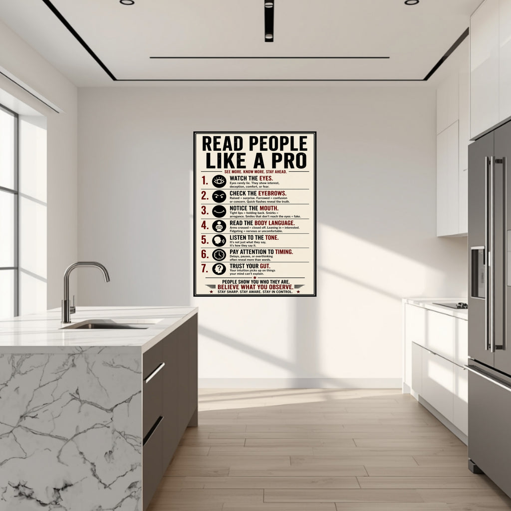 Read People Like A Pro Sign 13x19 Laminated Educational Poster Body Language Psychology Wall Art Self Awareness Mindset Sign
