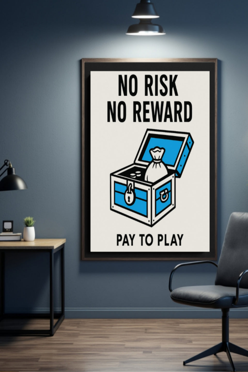 No Risk No Reward Motivational Poster – Entrepreneur Mindset Wall Art | 13x19 Laminated Print
