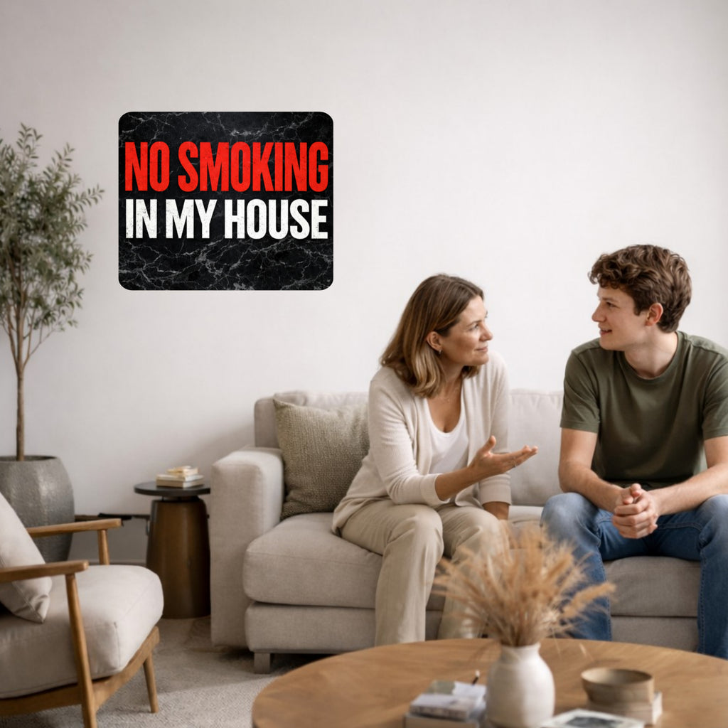 No Smoking In My House Sign – Bold Home No Smoking Wall Decor, Modern Door Sign, Laminated House Rules Sign 6x9in 19x13in