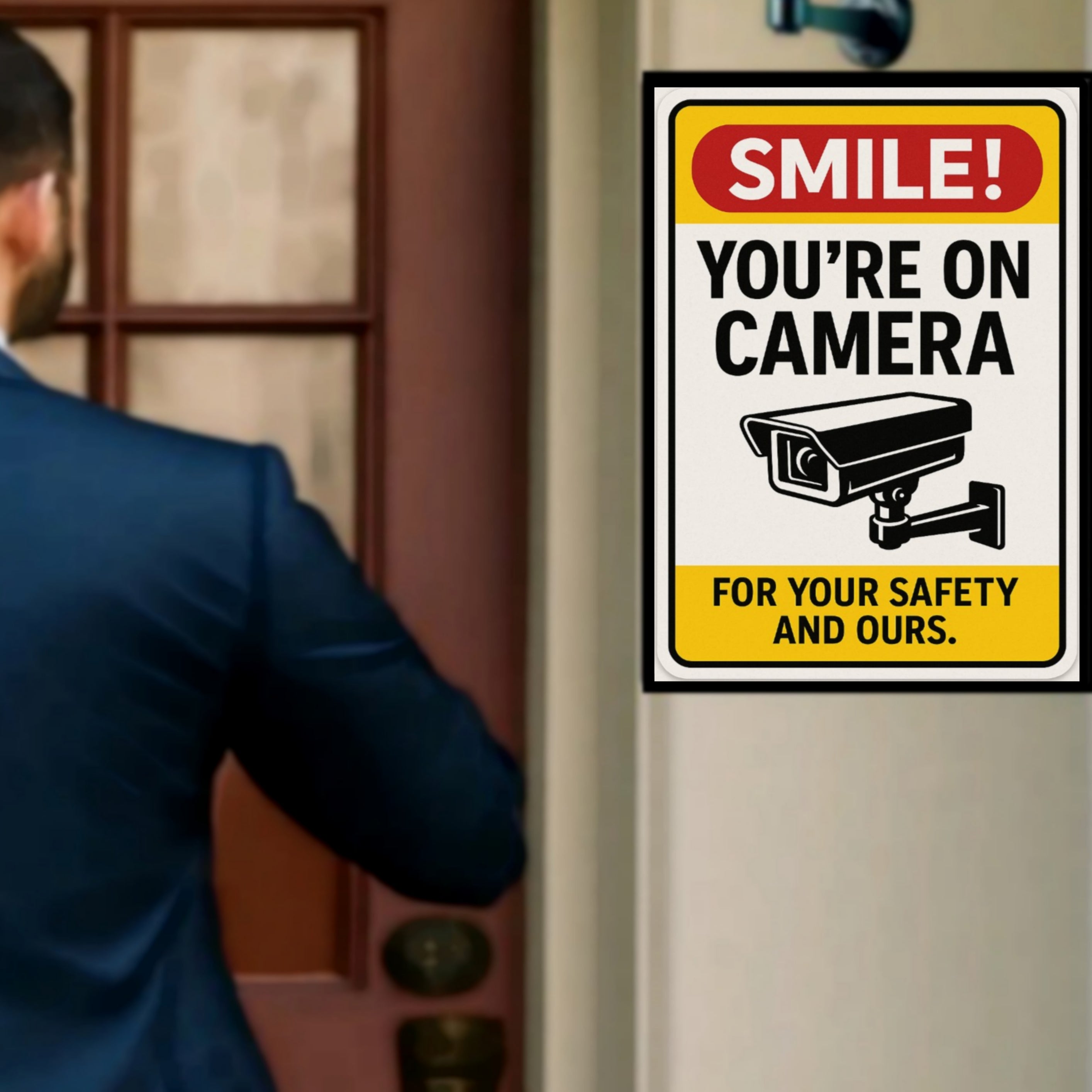 Smile You’re On Camera Security Sign – Home Surveillance Warning Sign | Security Camera Notice