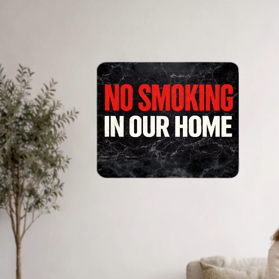 No Smoking In Our Home Sign – Family Home No Smoking Wall Decor, House Rules Sign, Laminated Door Sign 6x9in 19x13in