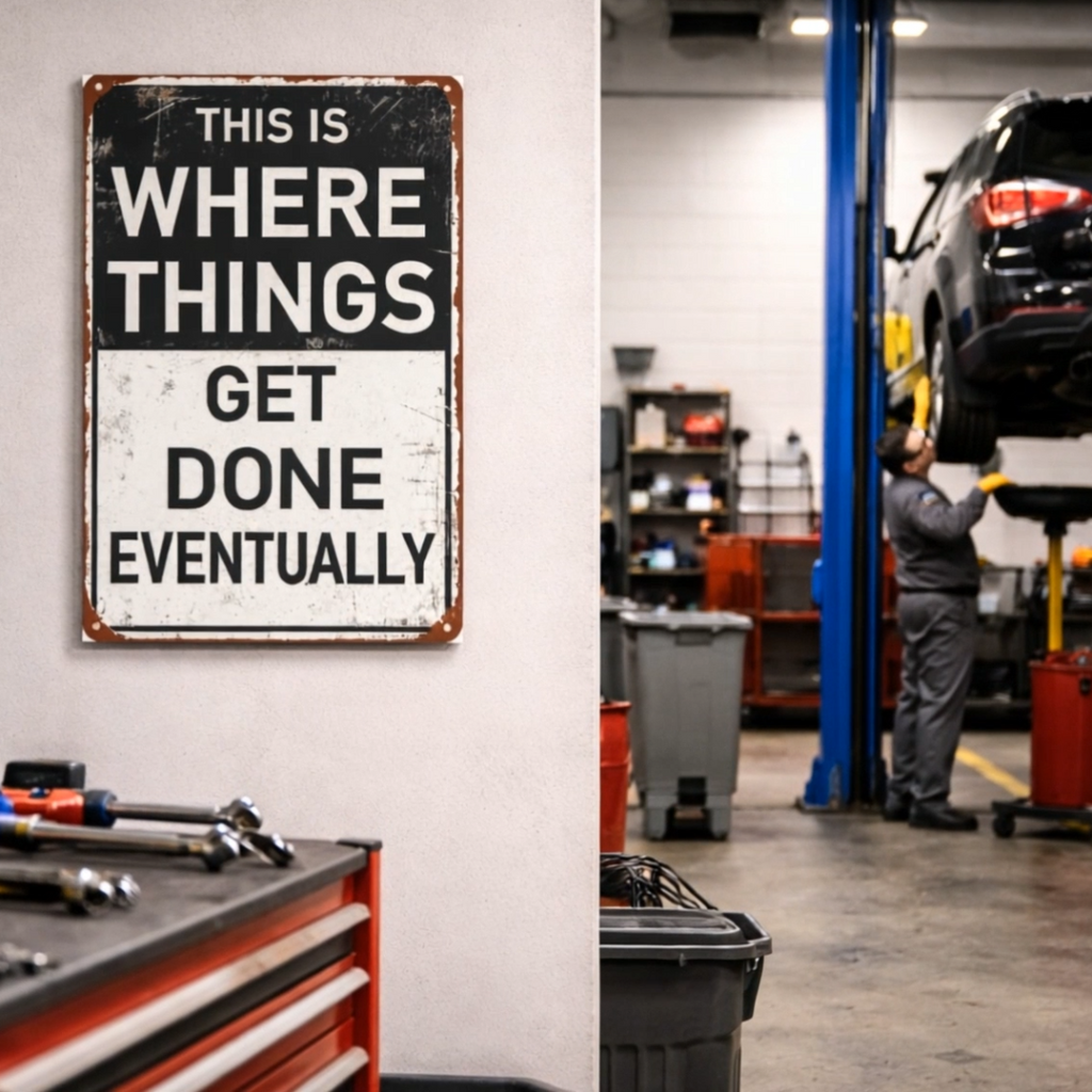 This Is Where Things Get Done Sign 13x19 – Motivational Wall Art, Hustle Mindset Sign, Office Garage Decor, Laminated Sign