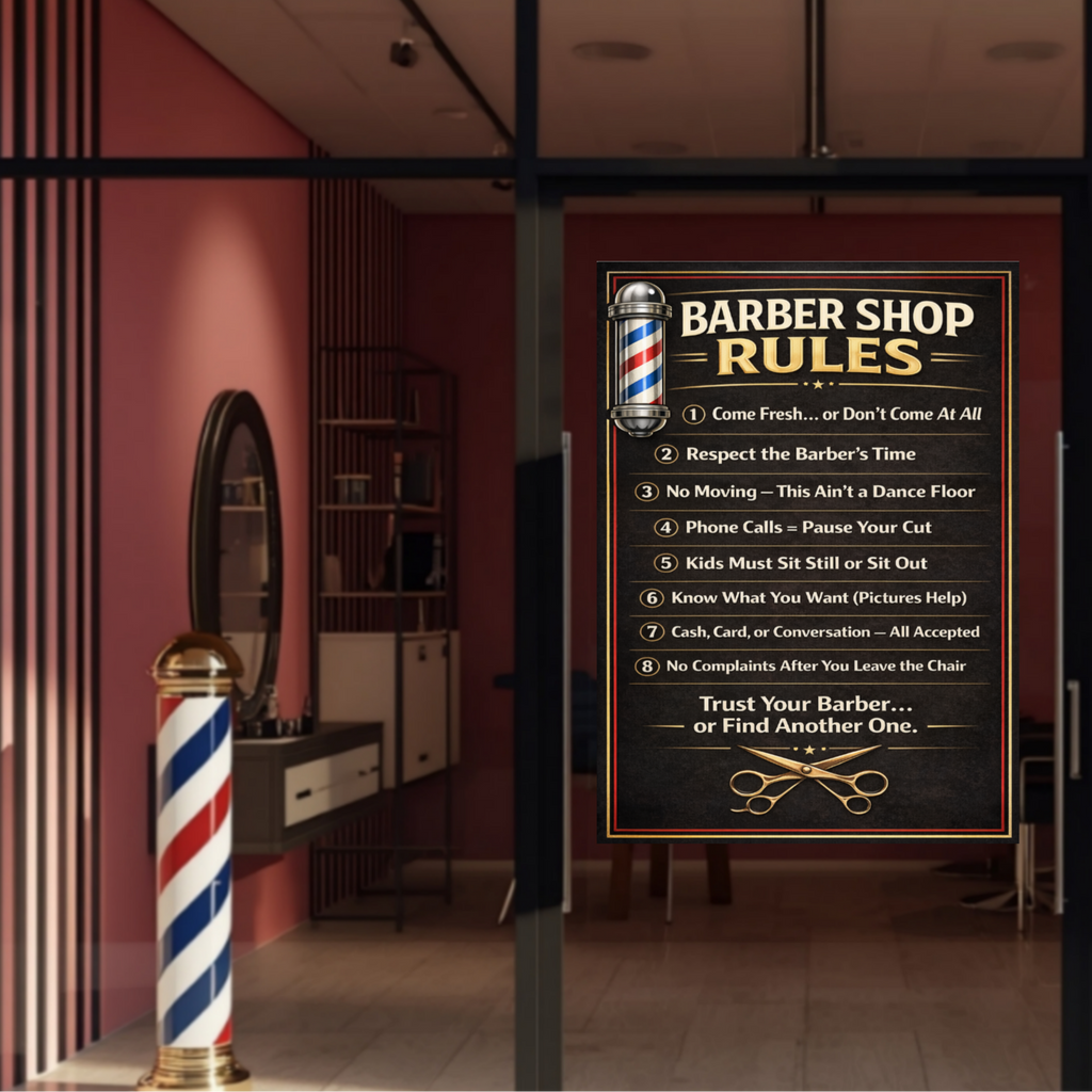 Barber Shop Rules Sign 13x19 Laminated Barber Decor Professional Barber Poster Shop Wall Art