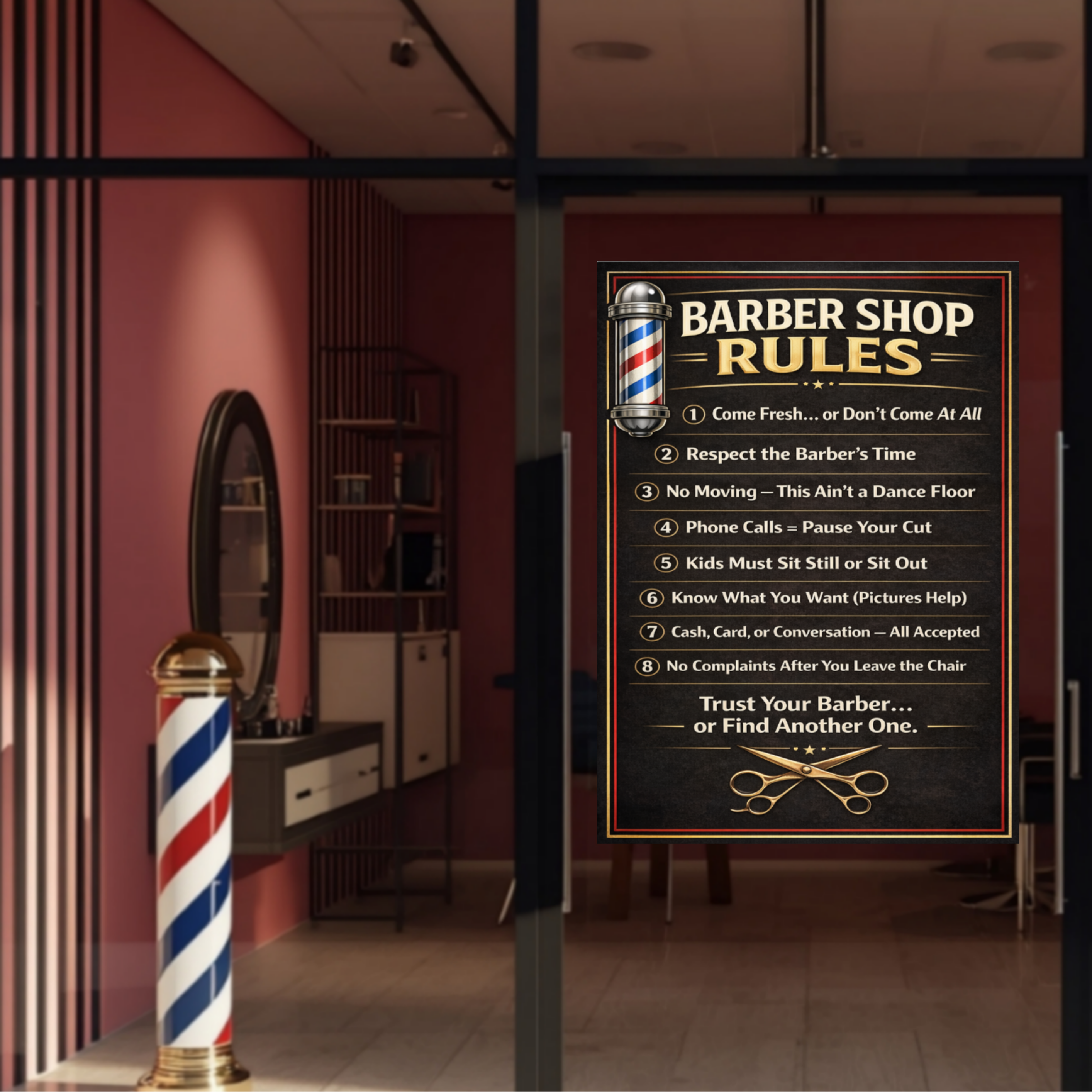 Barber Shop Rules Sign 13x19 Laminated Barber Decor Professional Barber Poster Shop Wall Art