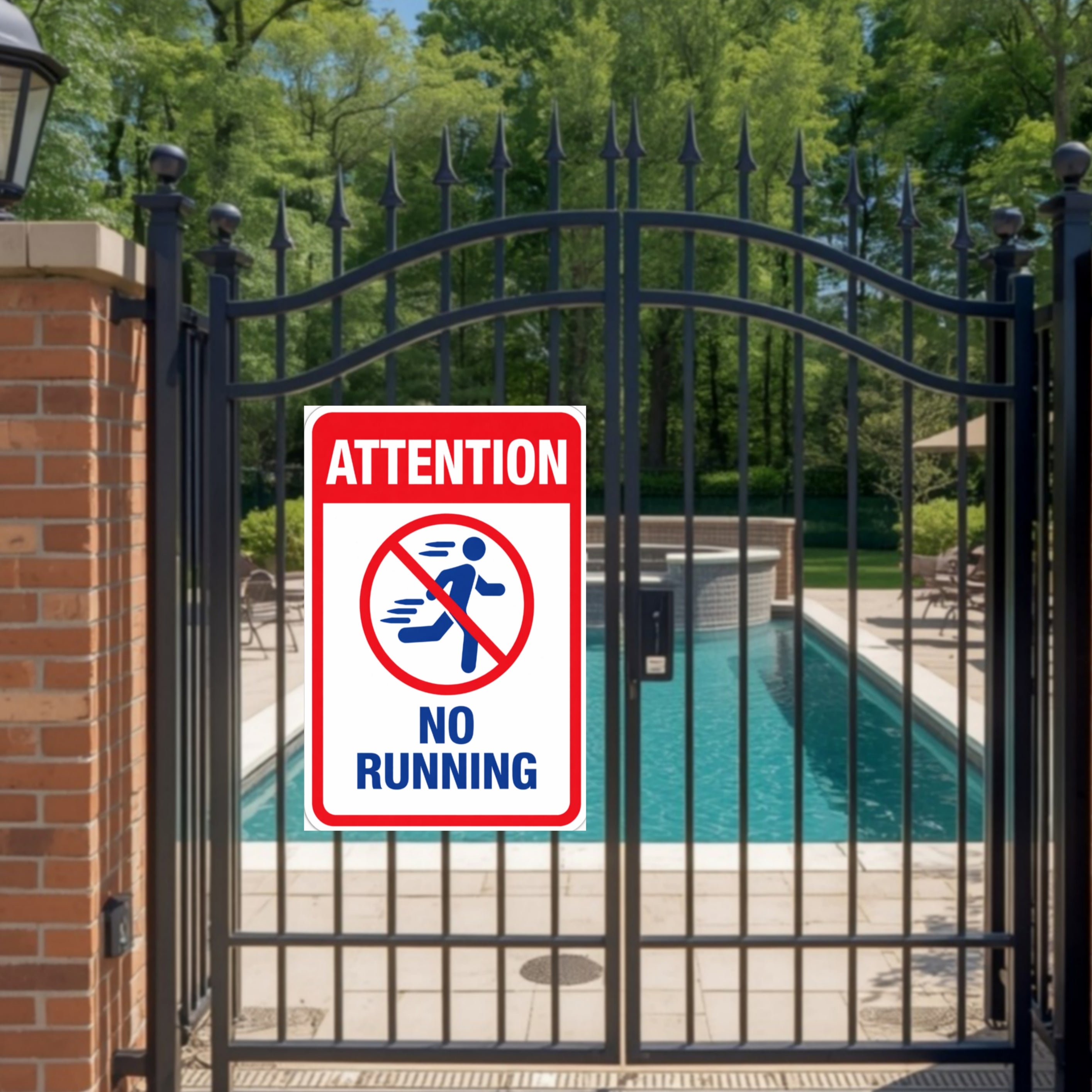 No Running Pool Sign Safety Warning Sign 13x19 Laminated Pool Area Sign Outdoor Pool Safety Decor