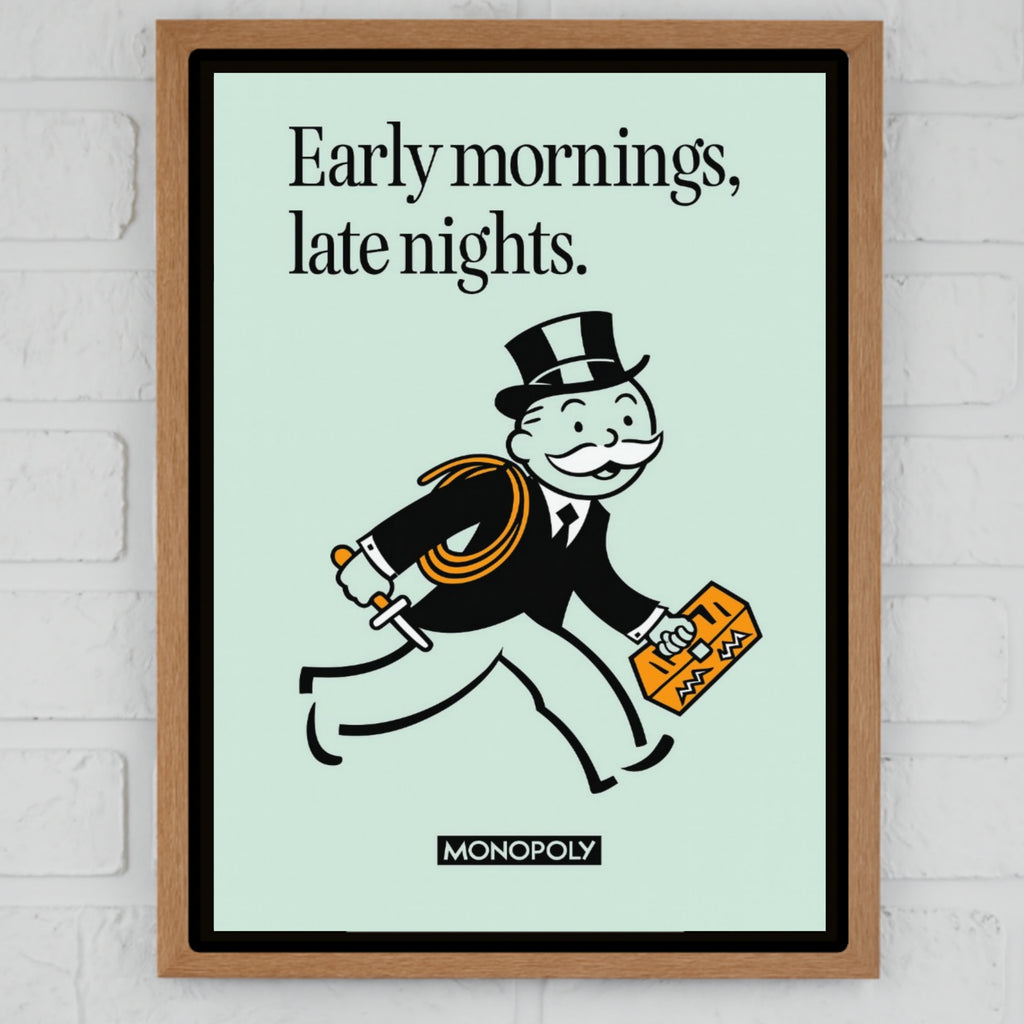 Early Mornings Late Nights Motivational Poster – Hustle Mindset Wall Art | 13x19 Laminated Print