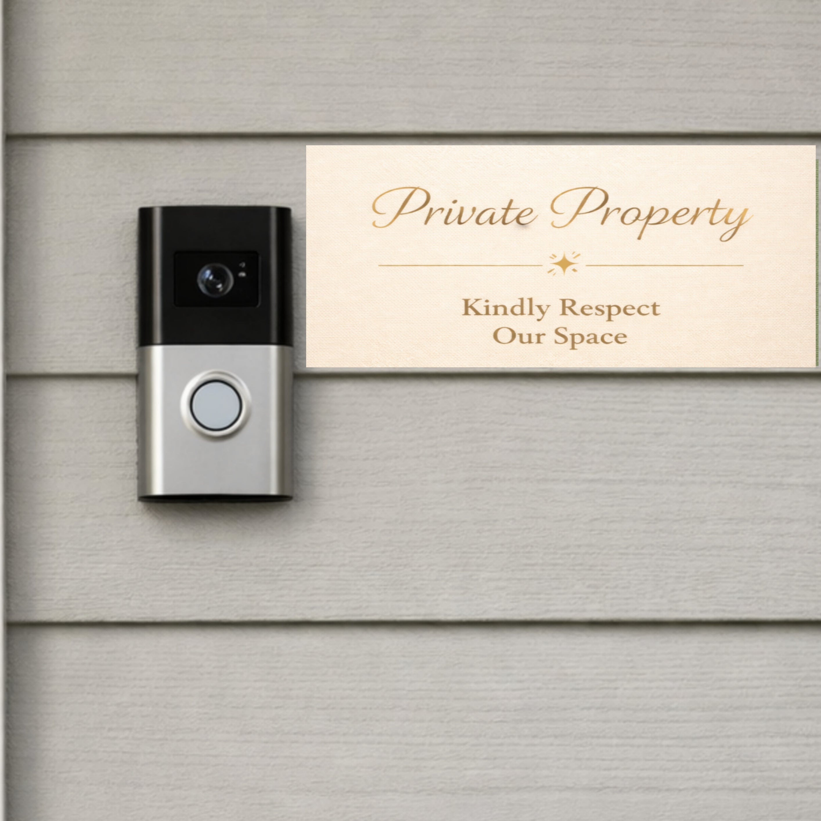 Private Property Sign – Kindly Respect Our Space | Elegant Home Sign | Minimalist Door Decor | Laminated & Durable