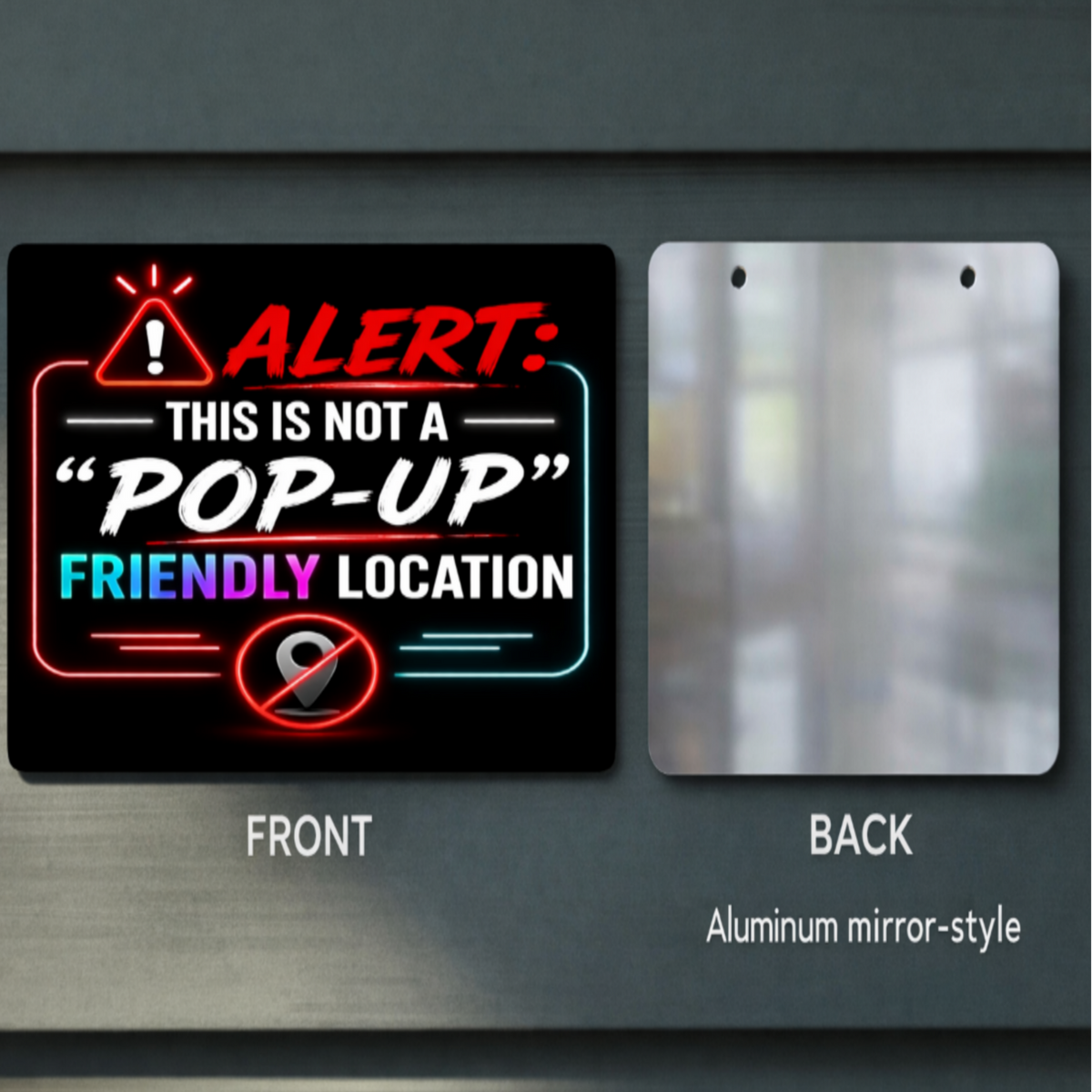 Alert Not A Pop Up Friendly Location Sign Funny No Soliciting Door Sign Modern Neon Style Decor 5x9in