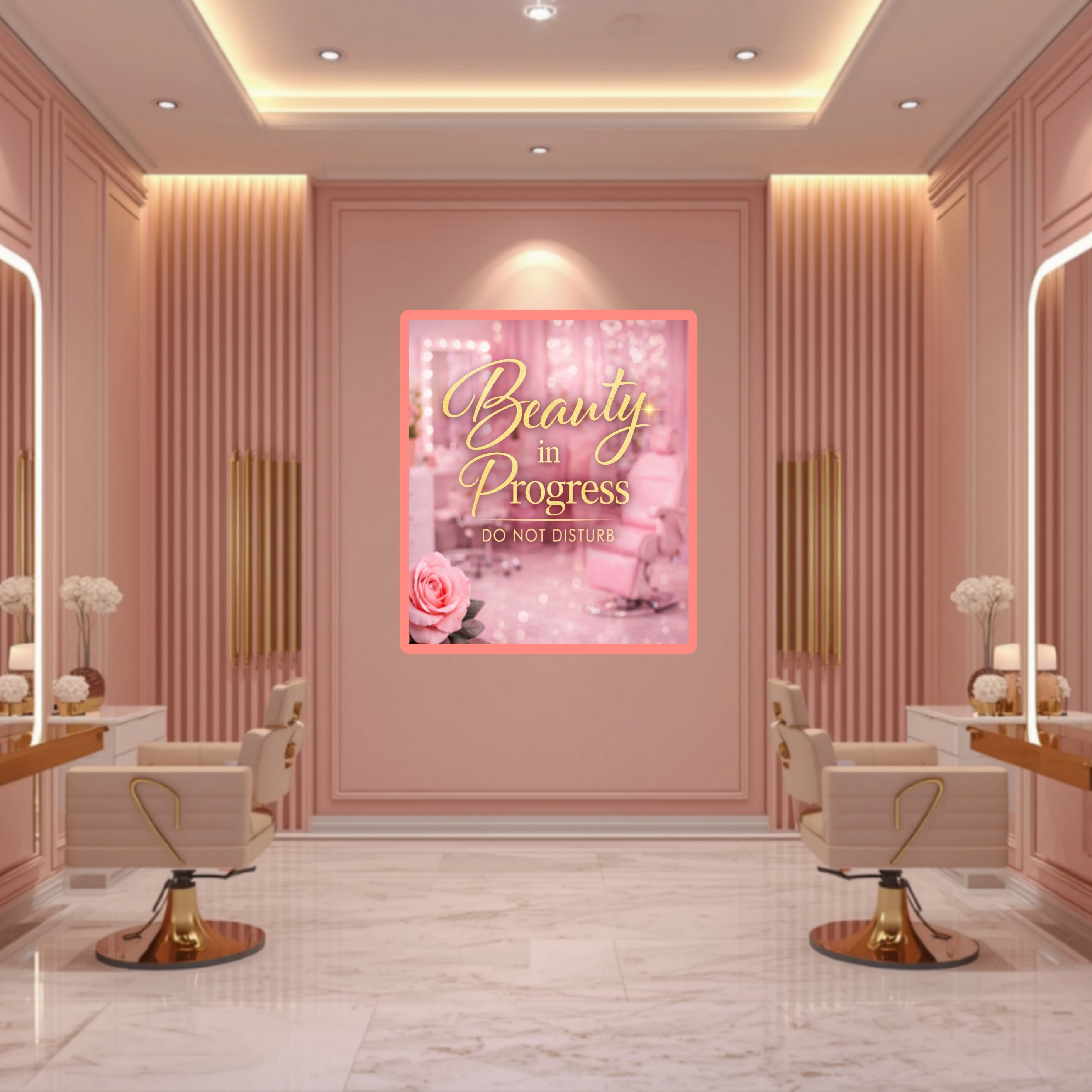 Beauty In Progress Sign Do Not Disturb Salon Decor 13x19 Laminated Spa Wall Art Beauty Room Sign Feminine Decor