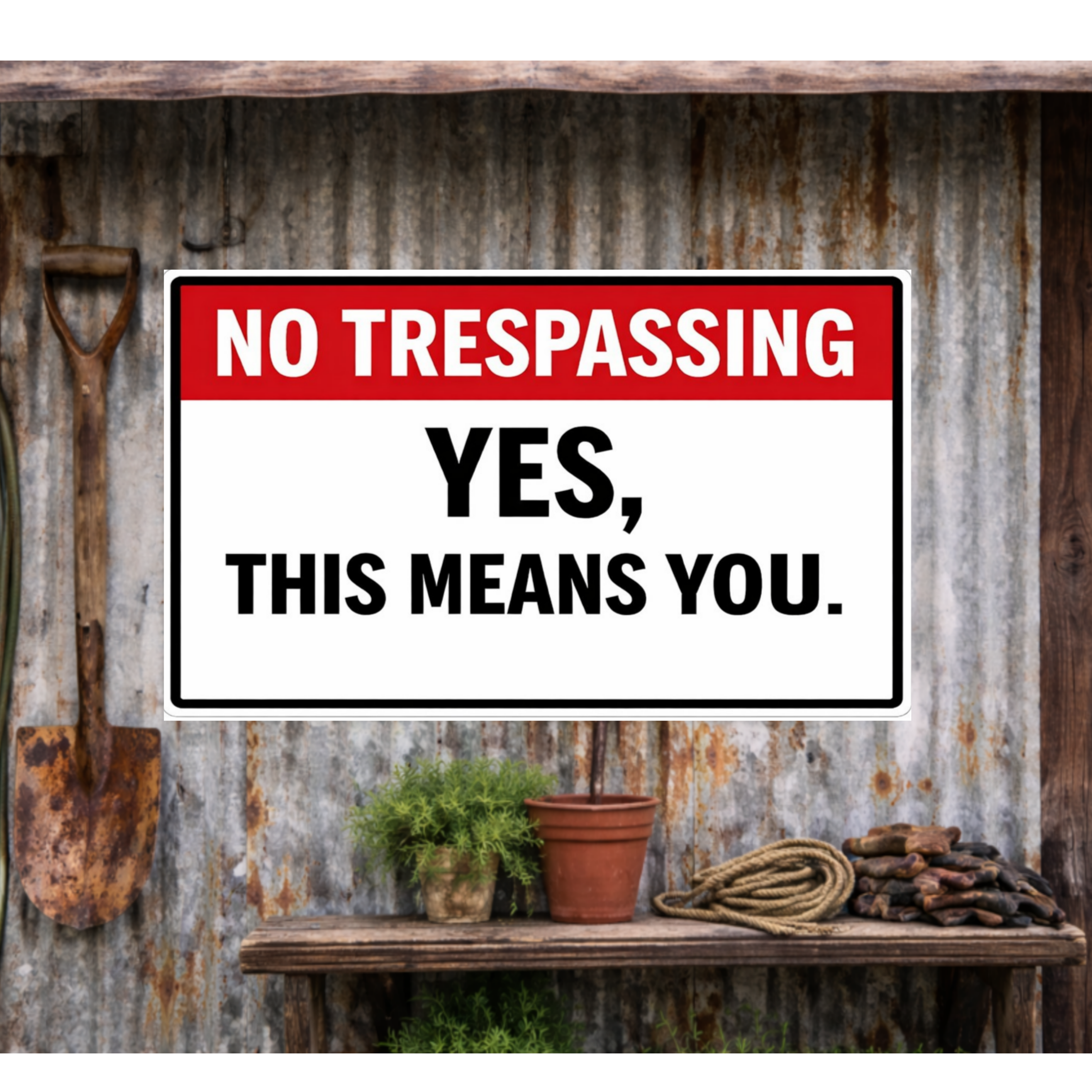 No Trespassing Sign Funny Yes This Means You 13x19 Laminated Outdoor Sign Bold Warning Door Sign Yard Security Sign Home Protection Decor