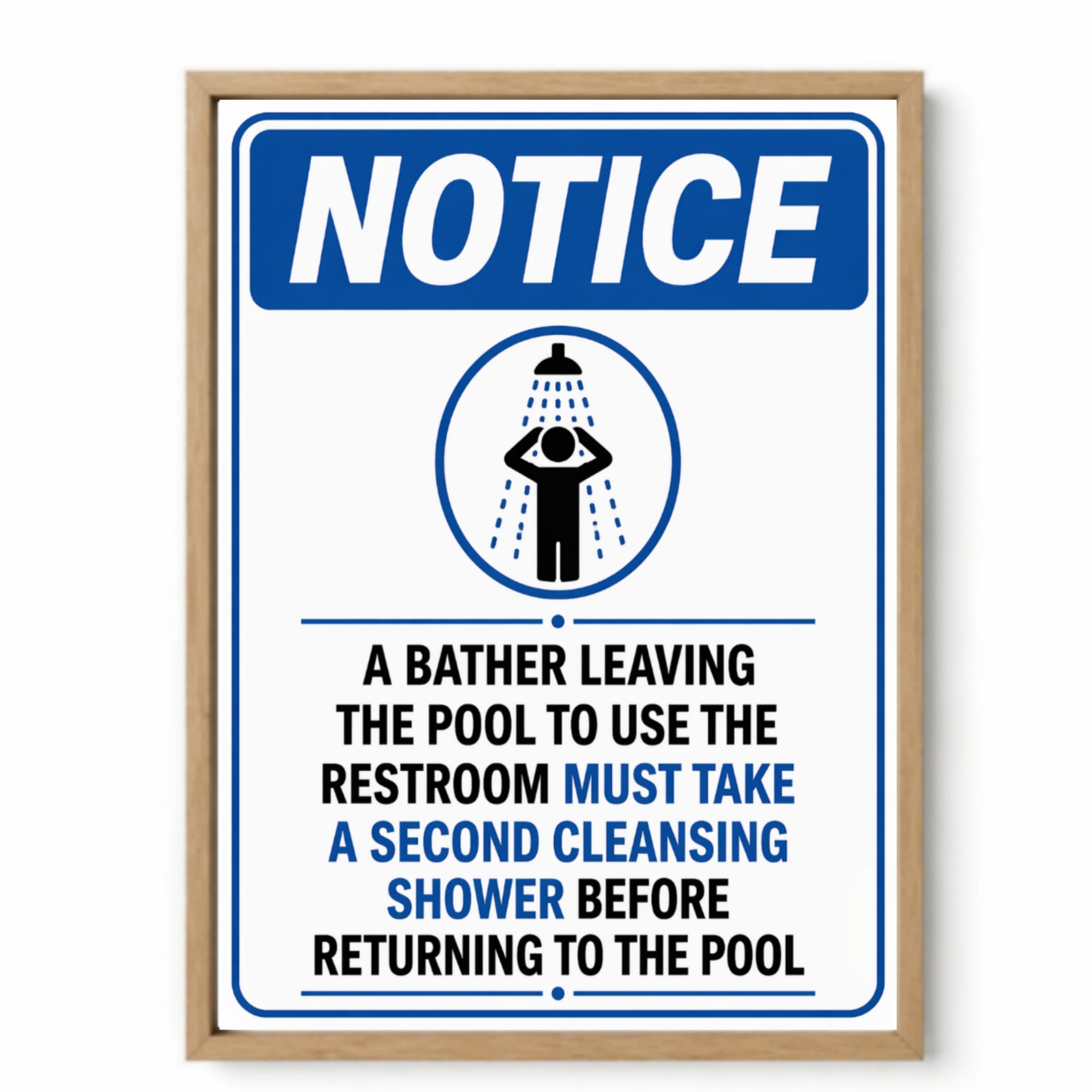 Pool Shower Notice Sign | 13x19 Laminated Swimming Pool Hygiene & Safety Wall Sign