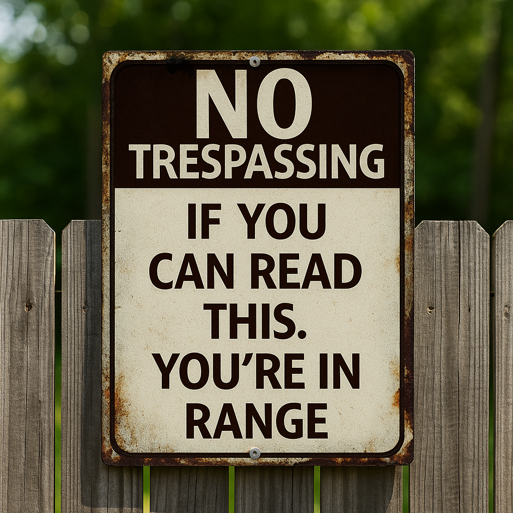 No Trespassing Sign – If You Can Read This You’re in Range | Funny Property Warning Sign 13x19in
