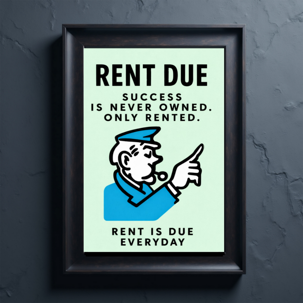 Rent Is Due Every Day Motivational Poster – Hustle Mindset Entrepreneur Wall Art 13x19in Laminated or Framed Print