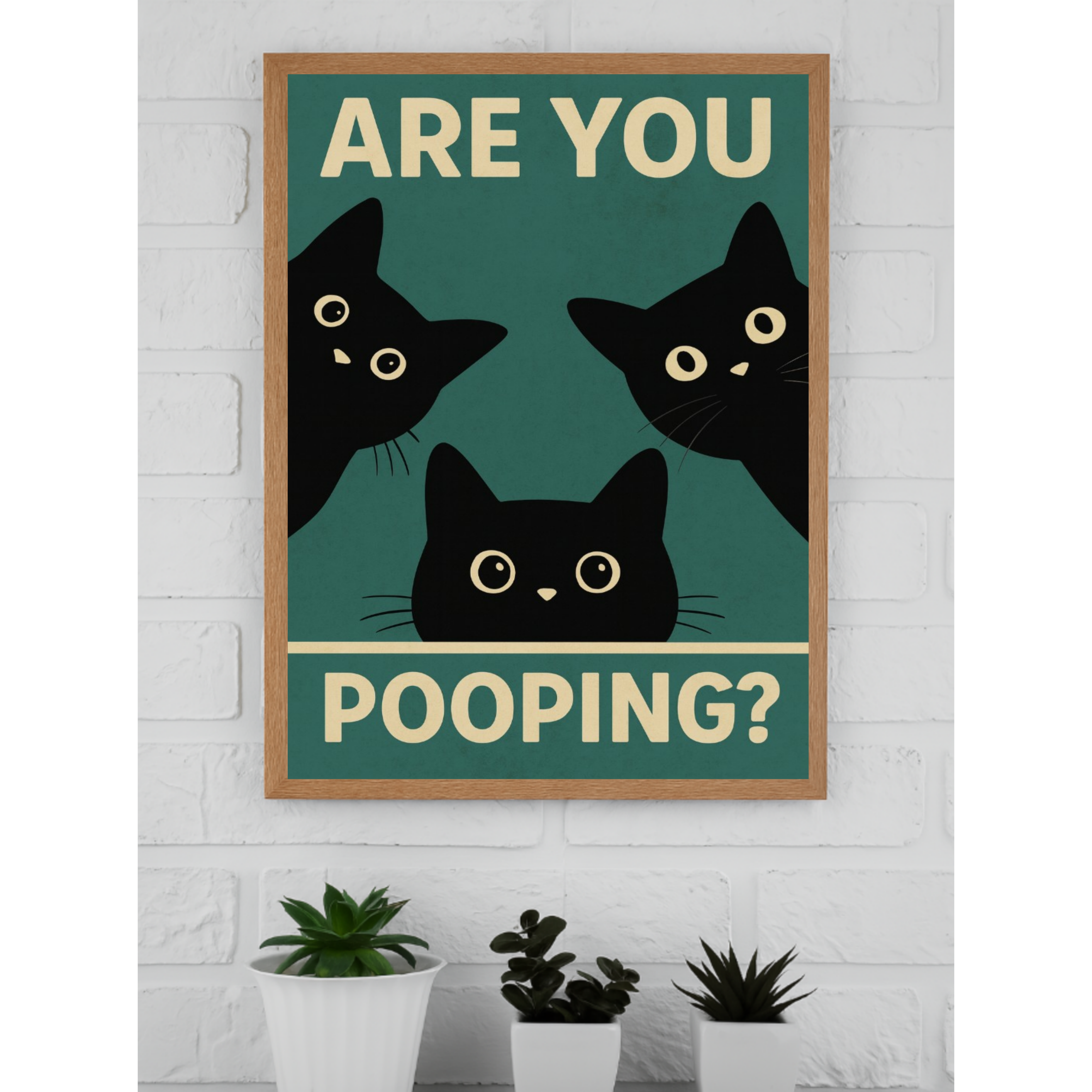 Are You Pooping? Funny Cat Bathroom Sign – Humor Wall Decor for Restroom or Guest Bathroom 13x19in