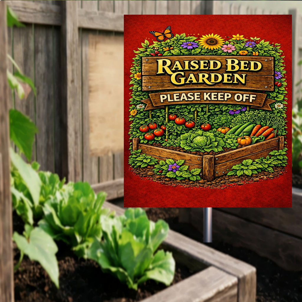Raised Bed Garden Sign Please Keep Off Garden Decor 13x19 Laminated Outdoor Garden Sign Vegetable Garden Protection