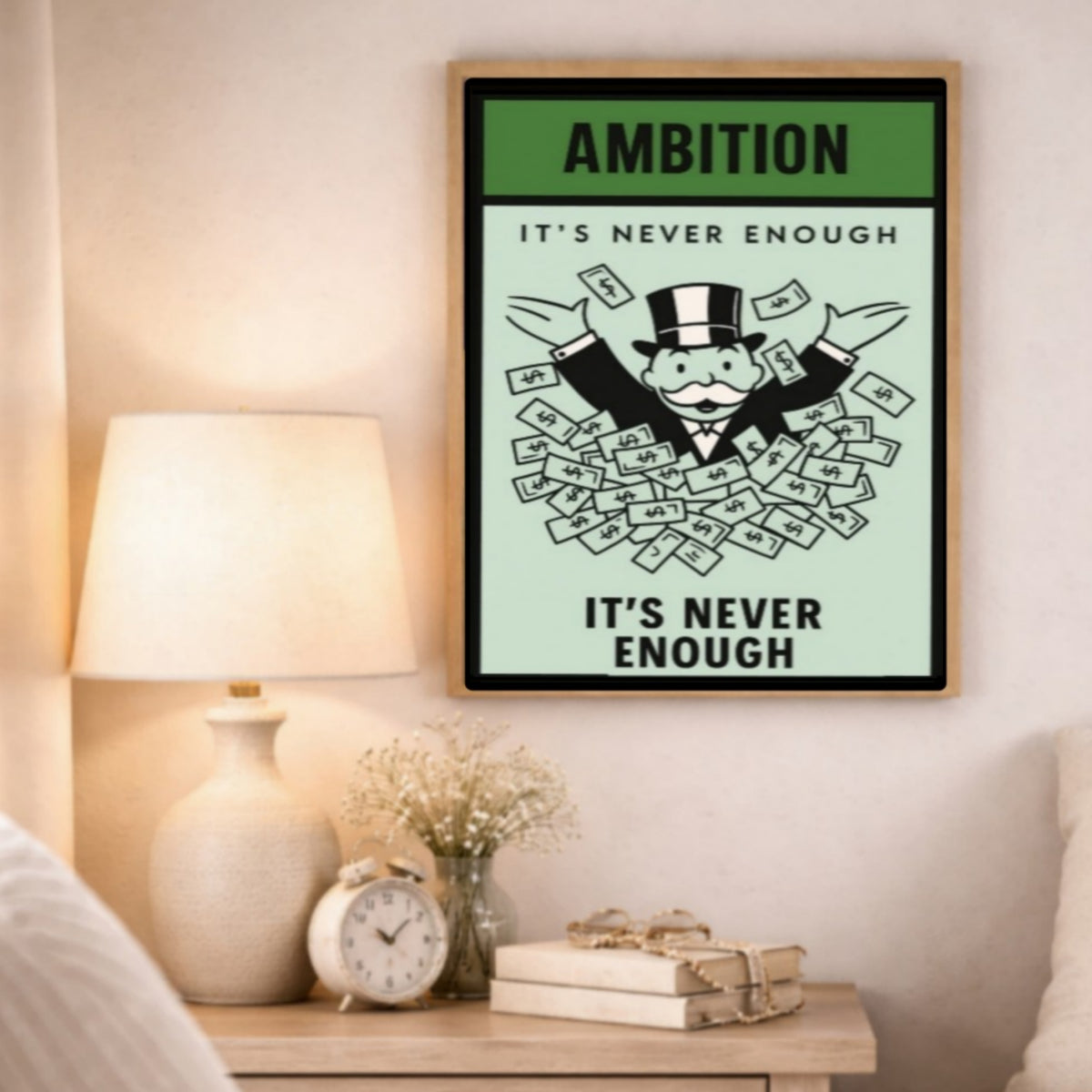 Ambition Motivational Poster – It’s Never Enough | Entrepreneur Mindset Wall Art 13x19in