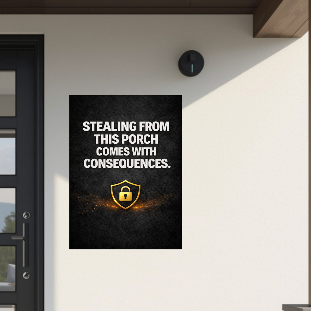 Porch Pirate Warning Sign 13x19 Laminated Outdoor Sign Stealing From This Porch Comes With Consequences Security Sign