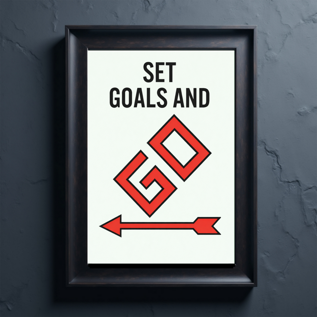 Set Goals and Go Motivational Monopoly Laminated or Framed Print – Success Mindset Wall Art for Entrepreneurs