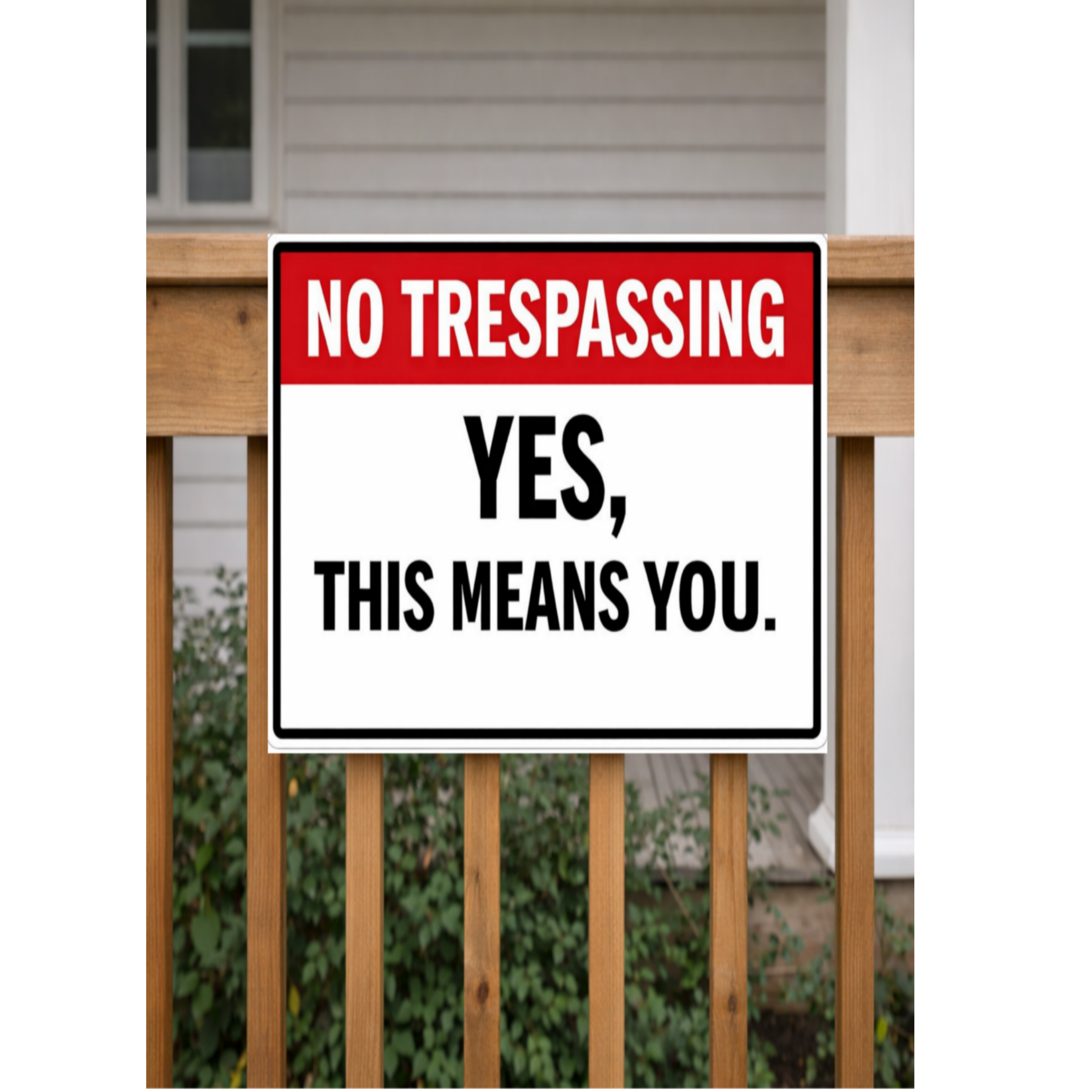 No Trespassing Sign Funny Yes This Means You 13x19 Laminated Outdoor Sign Bold Warning Door Sign Yard Security Sign Home Protection Decor