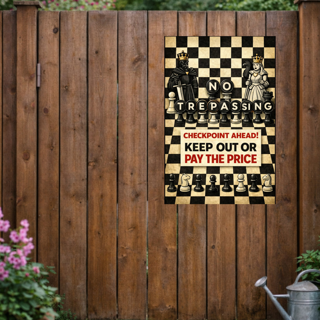 No Trespassing Chess Sign Keep Out Or Pay The Price 13x19 Laminated Warning Sign Unique Strategy Design Home Security Decor
