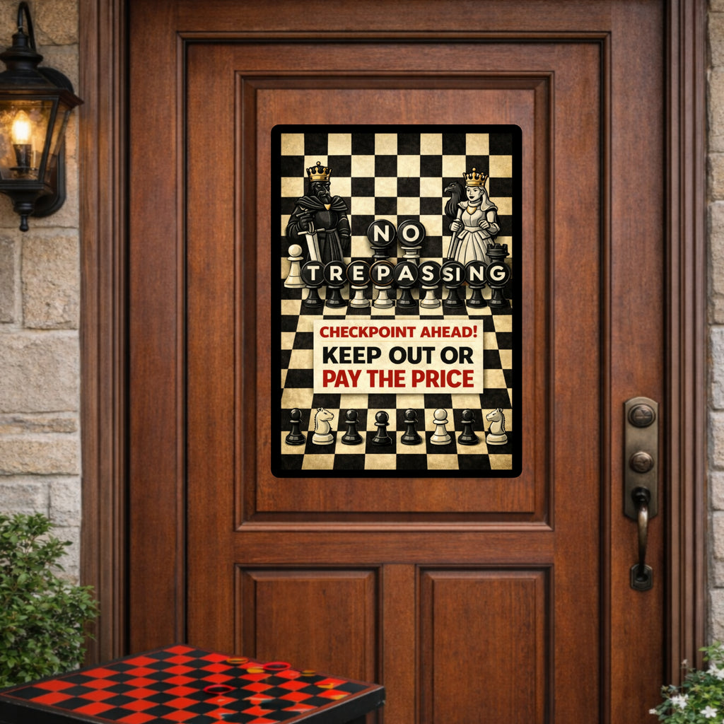 No Trespassing Chess Sign Keep Out Or Pay The Price 13x19 Laminated Warning Sign Unique Strategy Design Home Security Decor