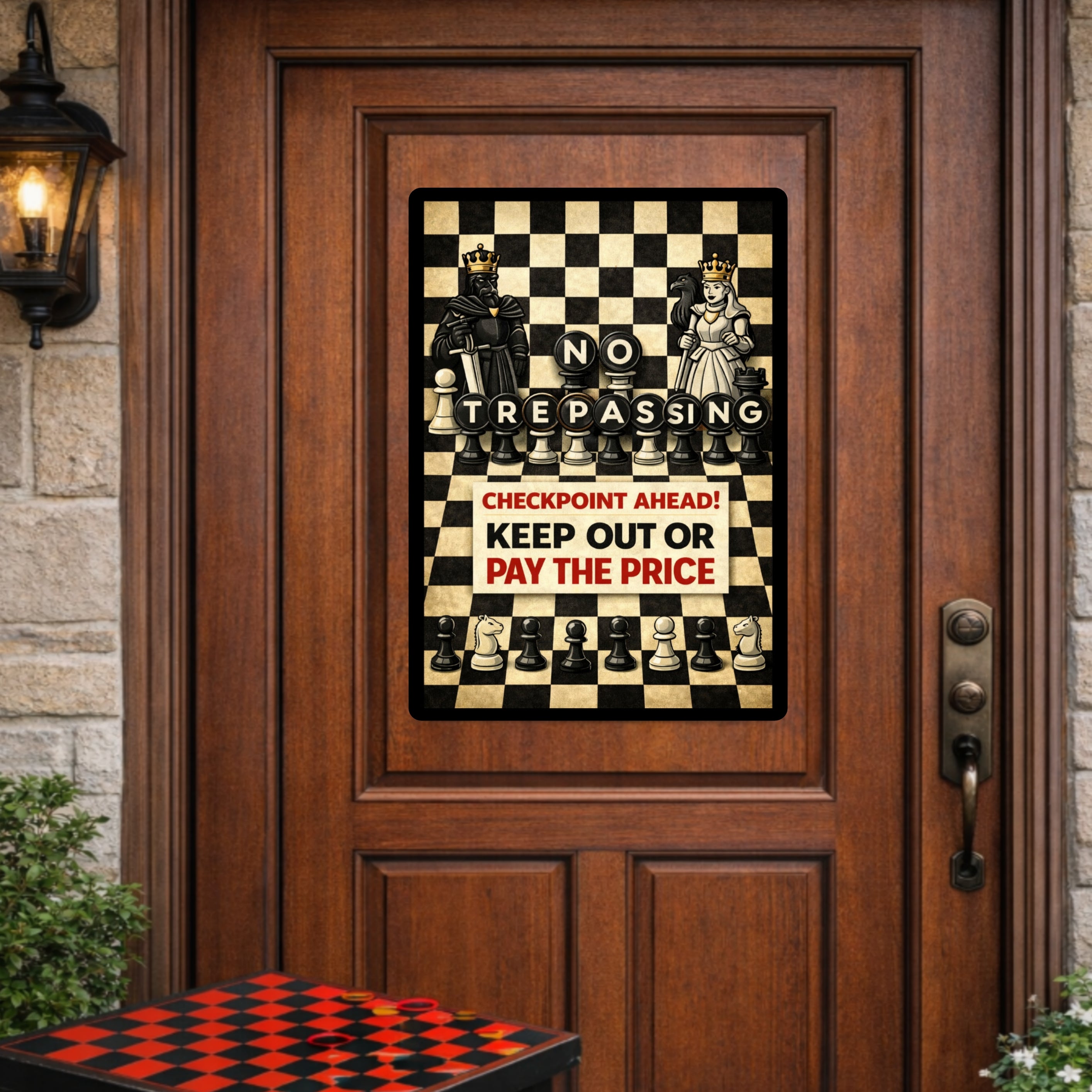 No Trespassing Chess Sign Keep Out Or Pay The Price 13x19 Laminated Warning Sign Unique Strategy Design Home Security Decor