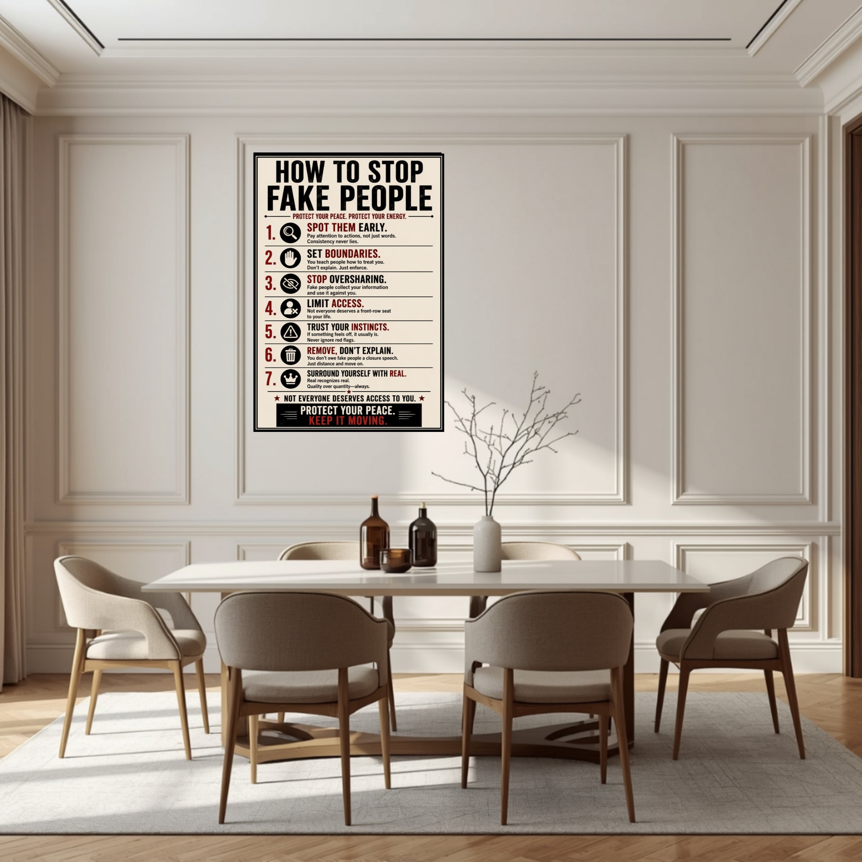 How To Stop Fake People Sign 13x19 Laminated Motivational Poster Protect Your Peace Wall Art Self Growth Mindset Sign