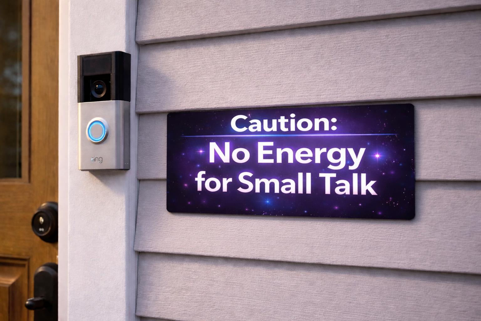 Caution No Energy For Small Talk Sign Funny Introvert Door Sign Modern Home Decor Statement Piece 5x9in