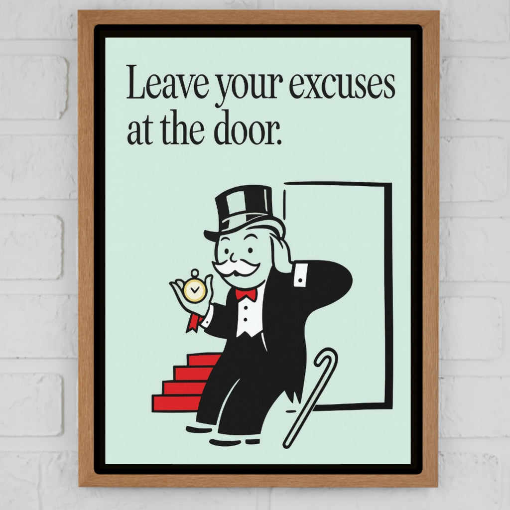 Leave Your Excuses at the Door Motivational Poster – Discipline Wall Art | 13x19 Laminated Print