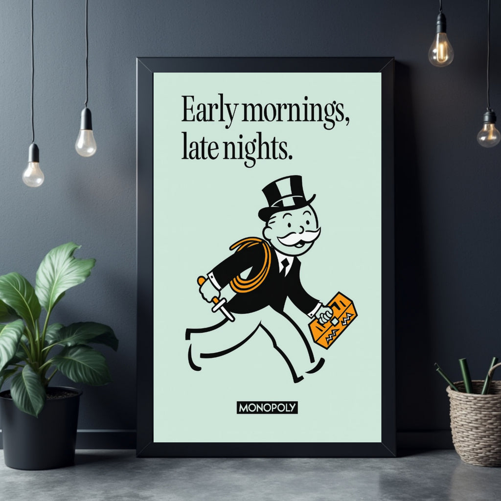 Early Mornings Late Nights Motivational Poster – Hustle Mindset Wall Art | 13x19 Laminated Print