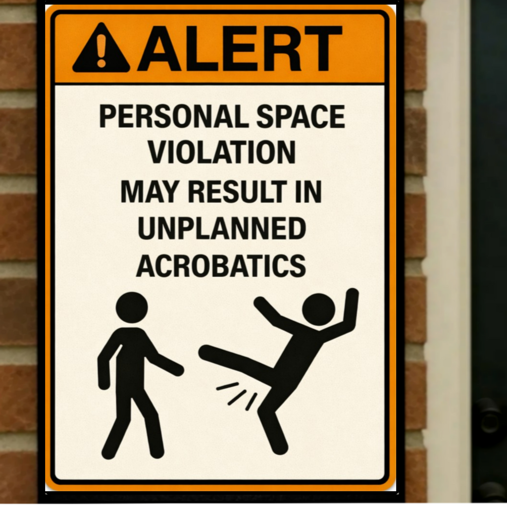 Personal Space Violation Funny Alert Sign 13x19 Laminated Print Humor Wall Art Funny Warning Sign Office Decor Gift Idea