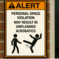Personal Space Violation Funny Alert Sign 13x19 Laminated Print Humor Wall Art Funny Warning Sign Office Decor Gift Idea