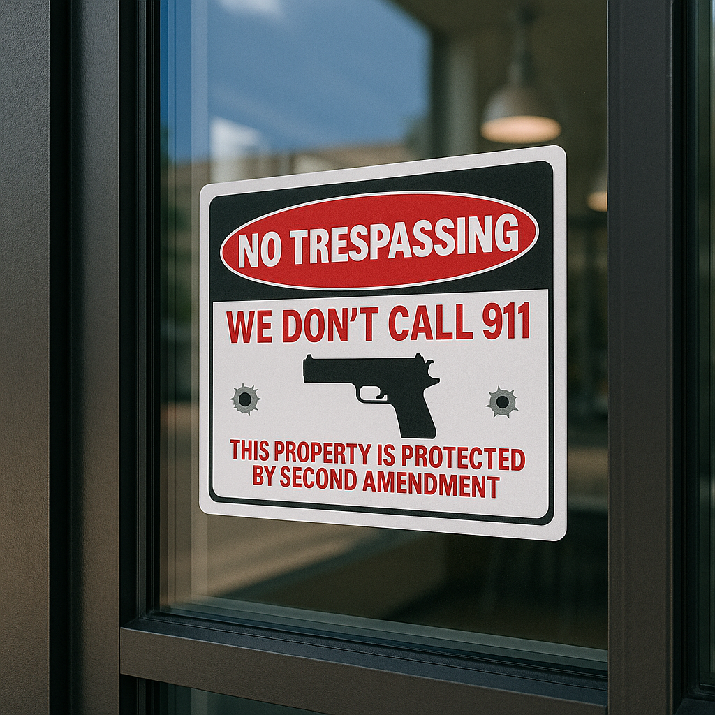 No Trespassing Sign – Property Protected by Second Amendment | 19x13 Security Warning Sign