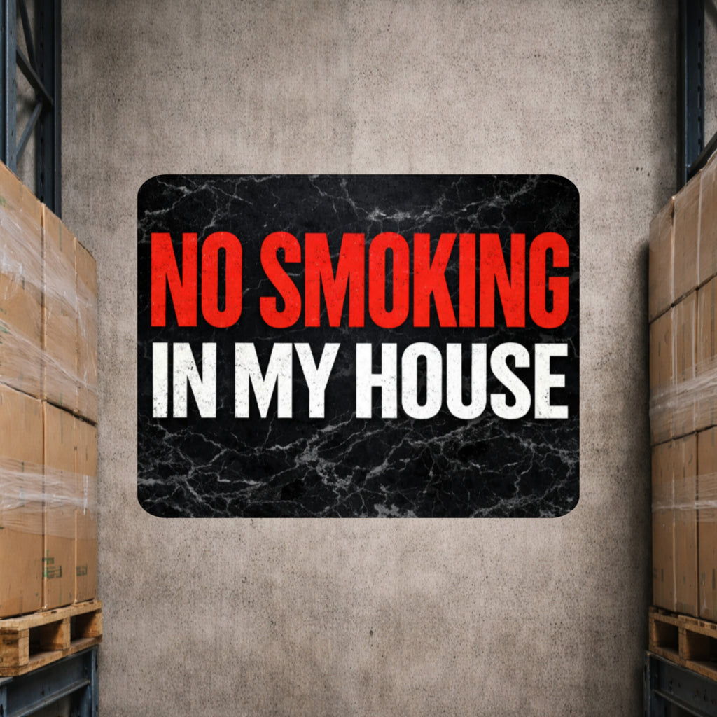 No Smoking In My House Sign – Bold Home No Smoking Wall Decor, Modern Door Sign, Laminated House Rules Sign 6x9in 19x13in