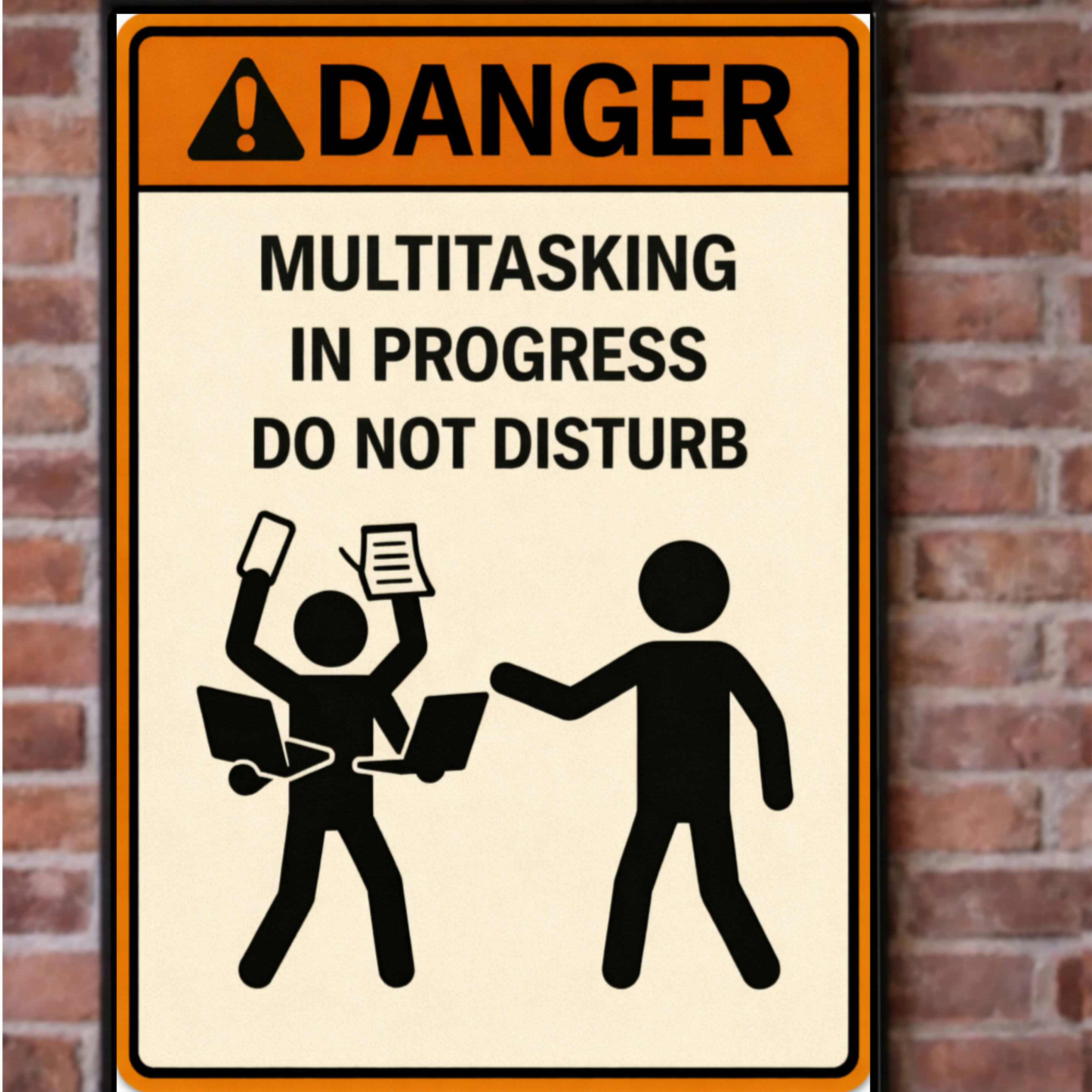 Multitasking In Progress Do Not Disturb Funny Danger Sign 13x19 Laminated Print Office Humor Busy Life Decor Funny Work Sign