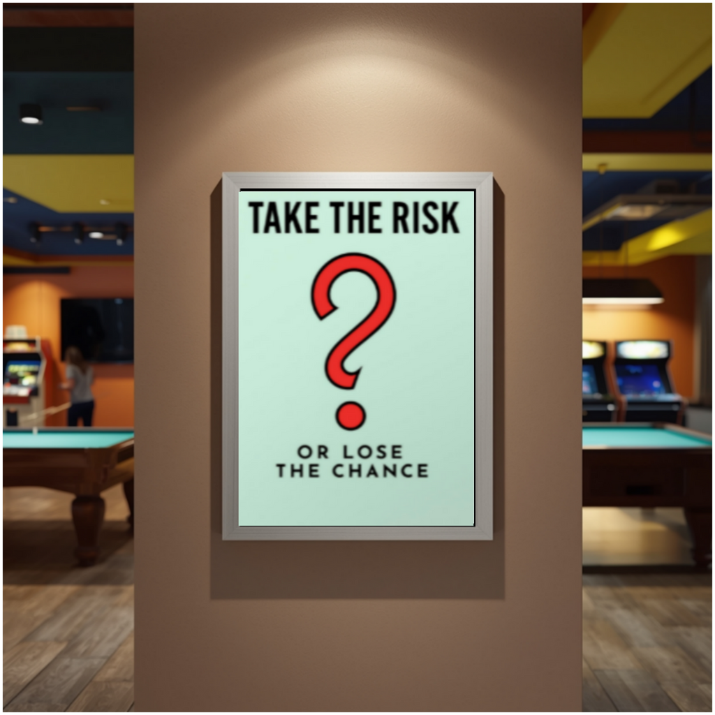 Take the Risk or Lose the Chance Monopoly – Motivational Success Wall Art 13x19in Laminated or Framed