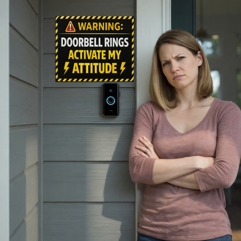 Warning Doorbell Rings Activate My Attitude Funny Door Sign Bold Caution Home Decor 5x9in
