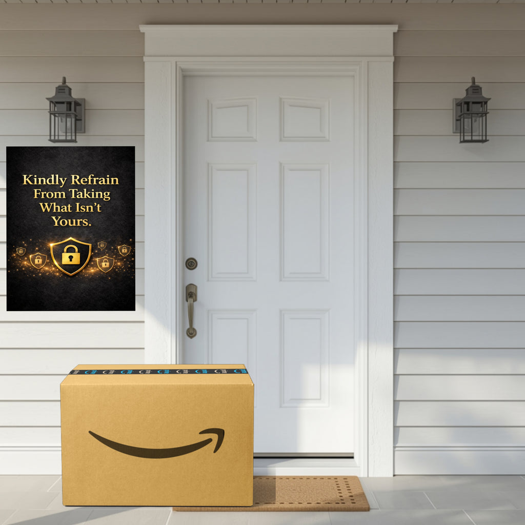 Luxury Security Sign 13x19 Laminated Gold Warning Sign Kindly Refrain From Taking What Isn’t Yours Porch Protection Sign