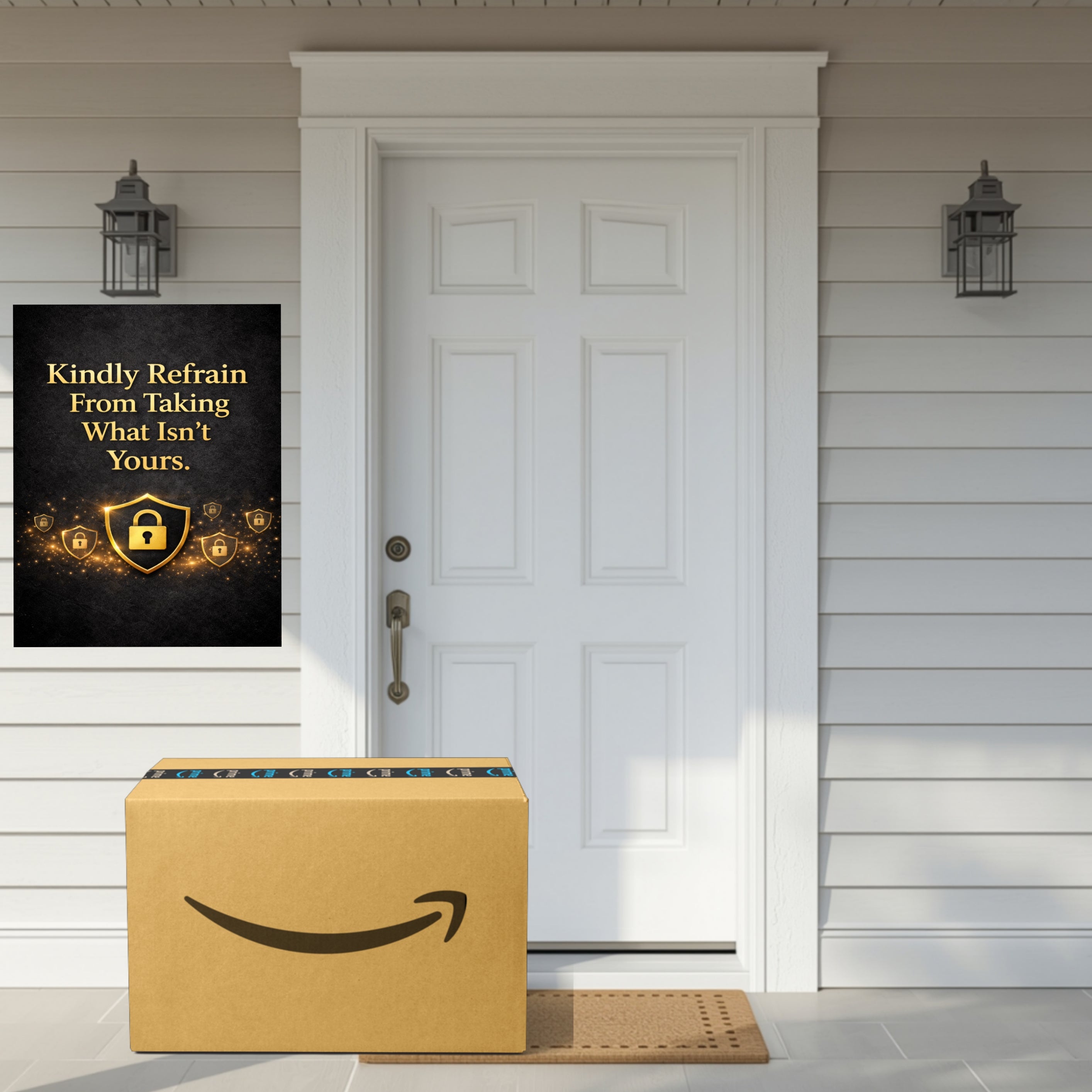 Luxury Security Sign 13x19 Laminated Gold Warning Sign Kindly Refrain From Taking What Isn’t Yours Porch Protection Sign