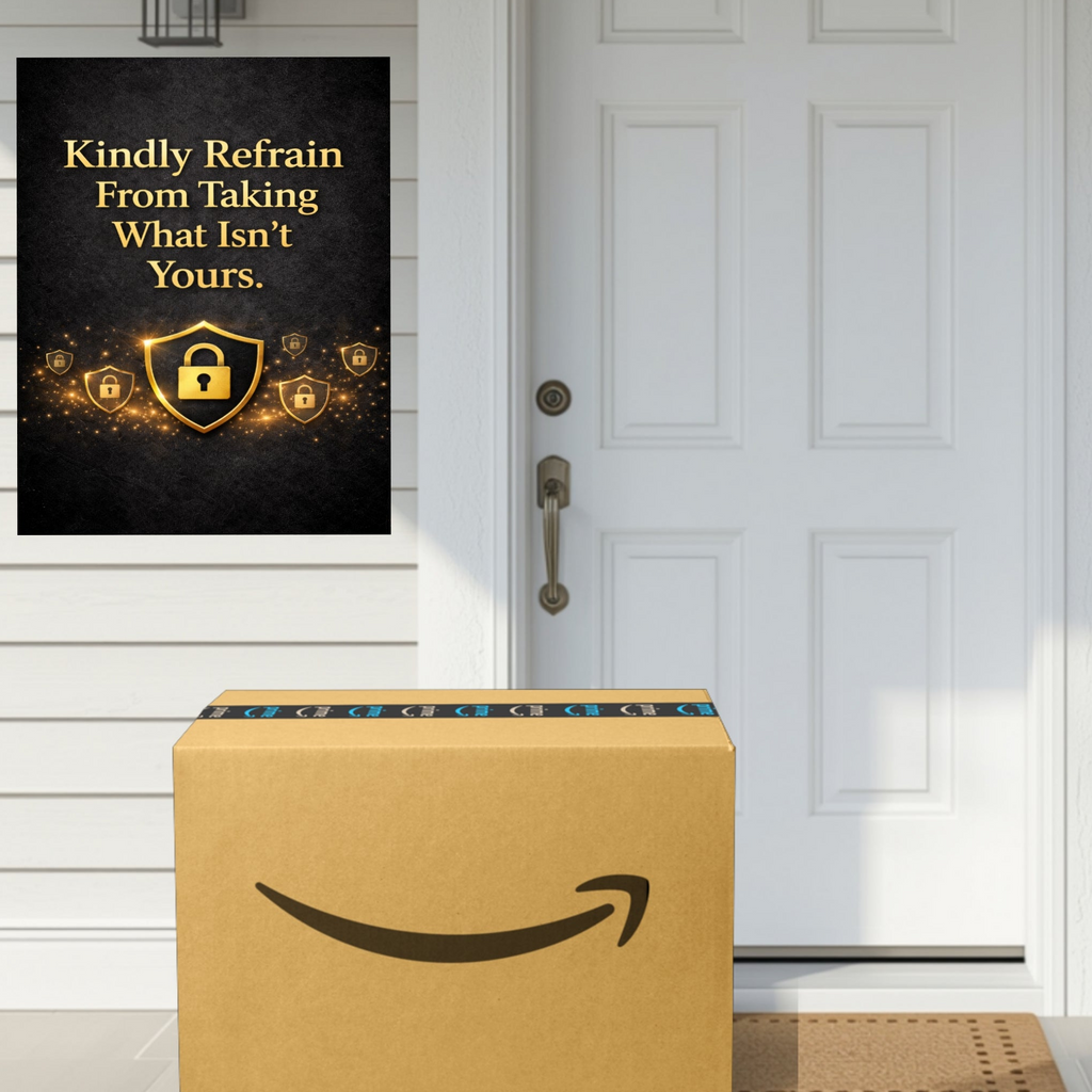 Luxury Security Sign 13x19 Laminated Gold Warning Sign Kindly Refrain From Taking What Isn’t Yours Porch Protection Sign