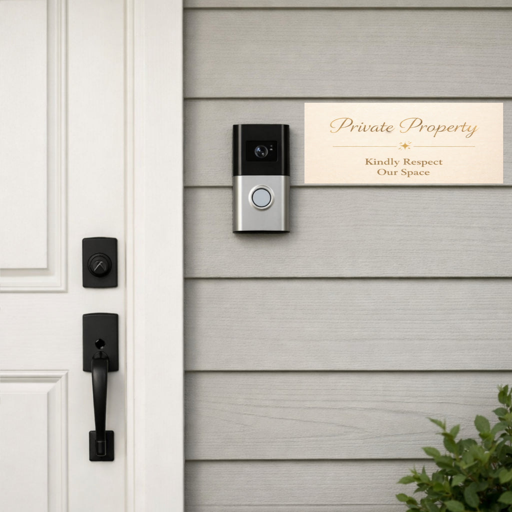 Private Property Sign – Kindly Respect Our Space | Elegant Home Sign | Minimalist Door Decor | Laminated & Durable