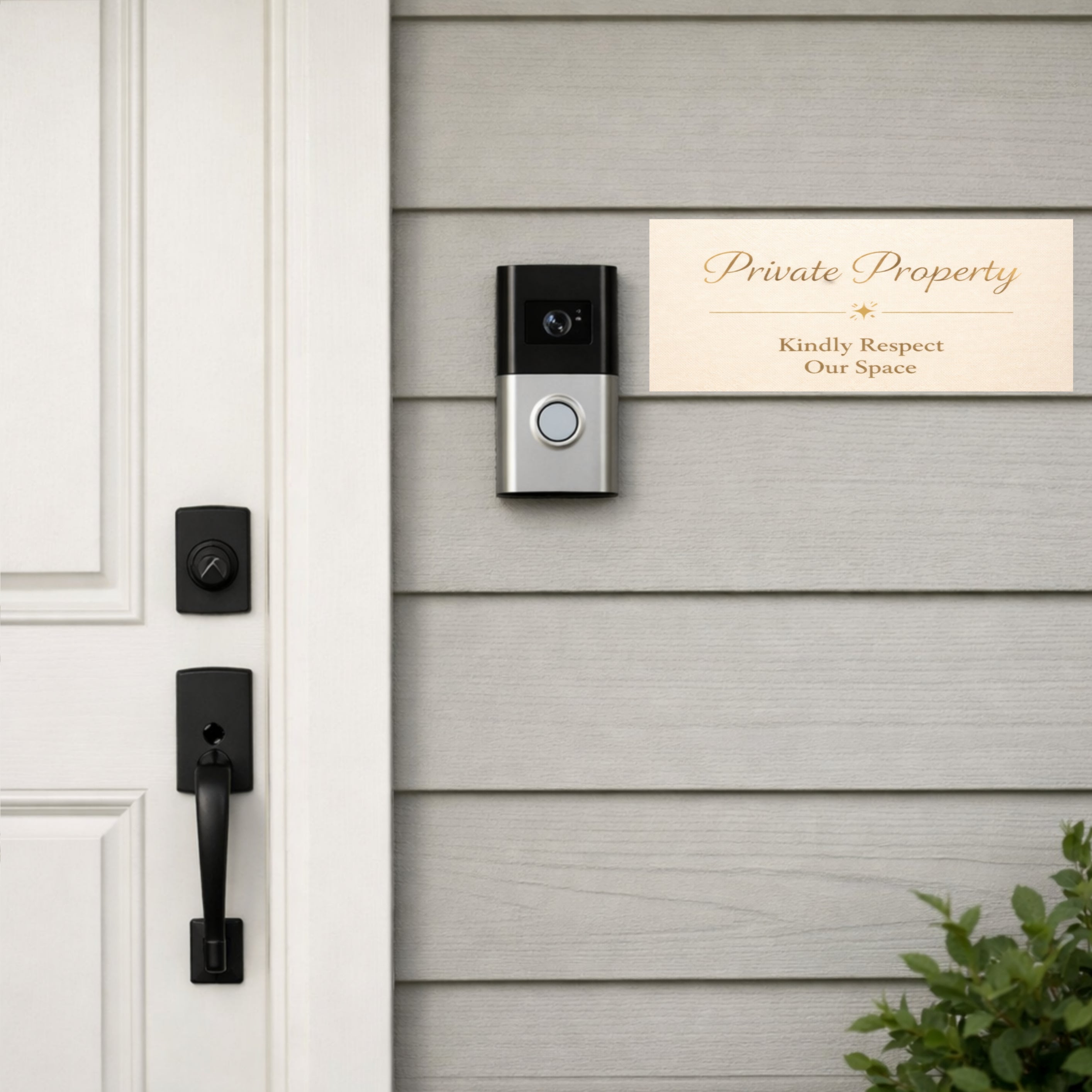 Private Property Sign – Kindly Respect Our Space | Elegant Home Sign | Minimalist Door Decor | Laminated & Durable