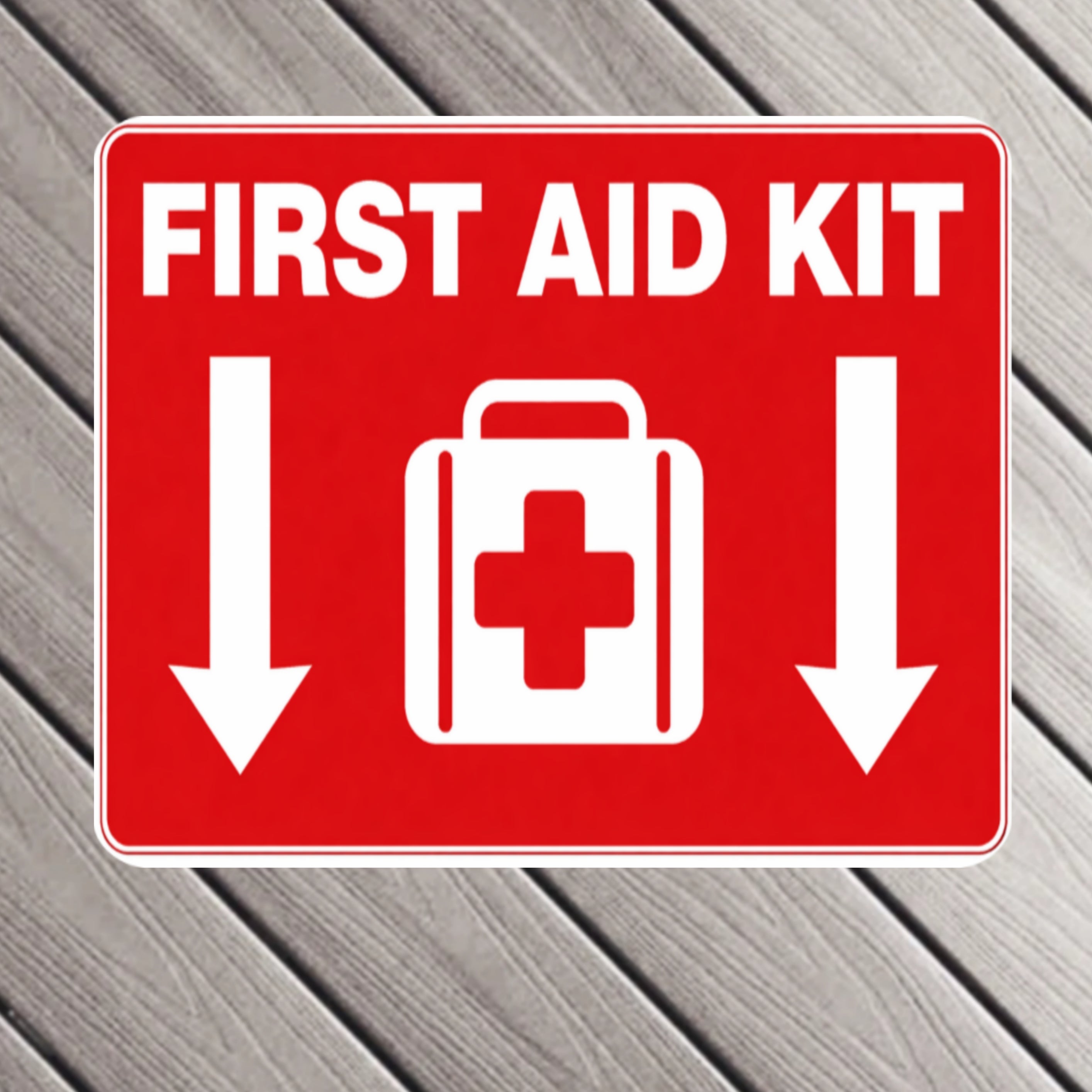 First Aid Kit Sign 12x12 – Emergency First Aid Location Sign, Safety Wall Sign, Laminated Front Aluminum Backing Weather Resistant