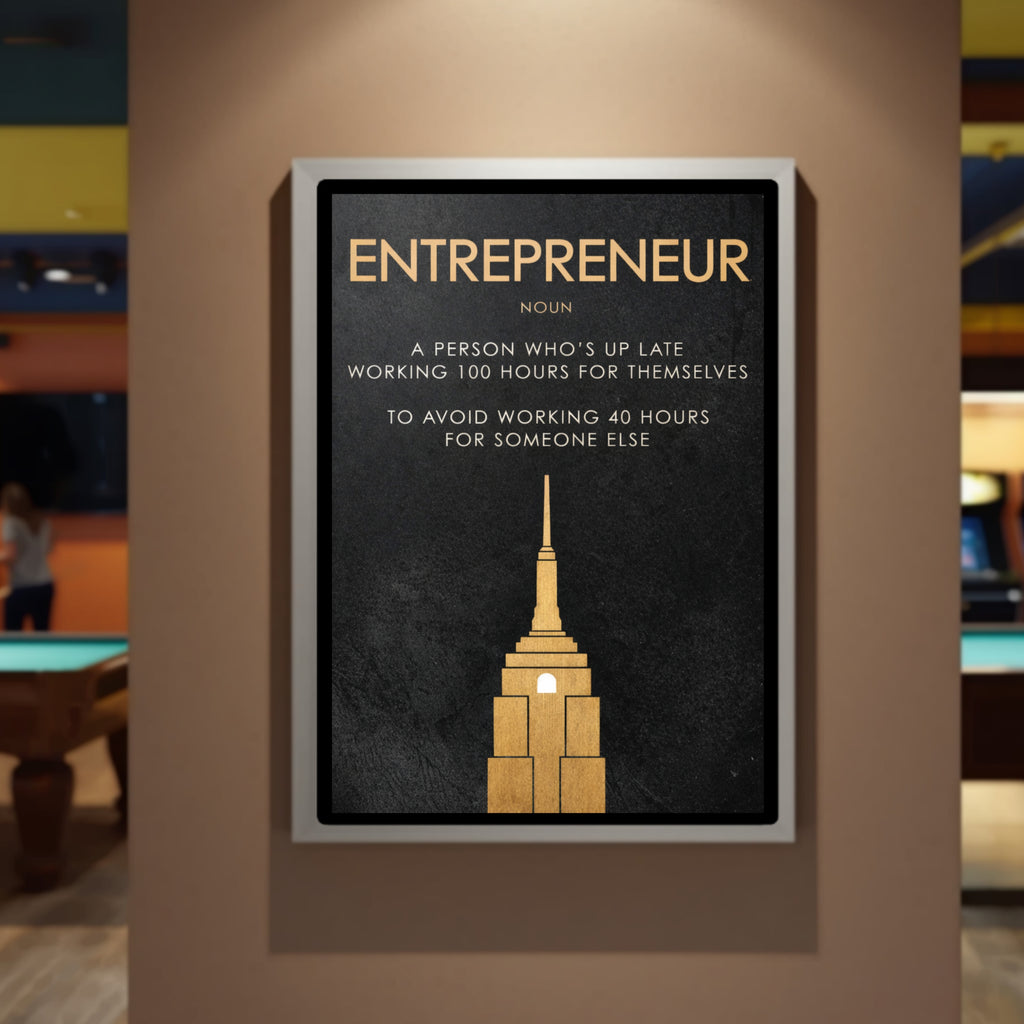 Entrepreneur Definition Wall Art – Motivational Business Laminated Print| Hustle Mindset Office Decor 13x19in