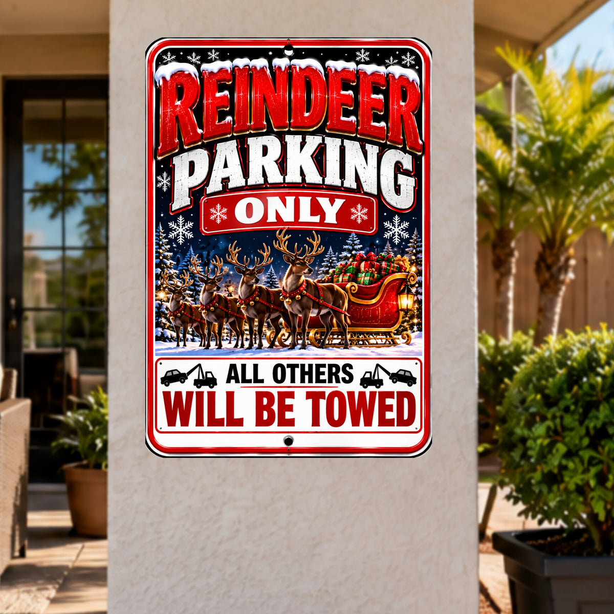 Reindeer Parking Only Sign, 13x19 Laminated Funny Christmas Holiday Parking Decor