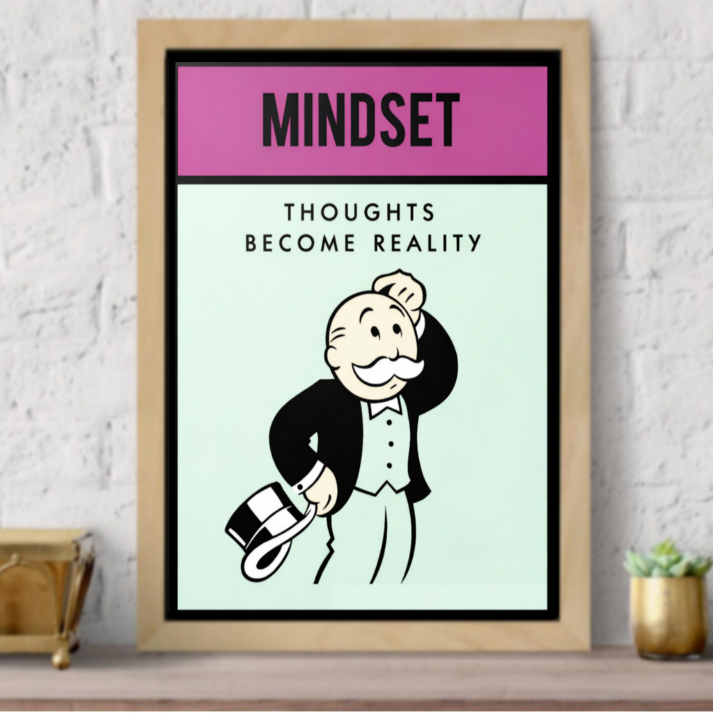 Mindset Wall Art Thoughts Become Reality Motivational Poster 13x19 Laminated Success Mindset Decor Inspirational Office Wall Art