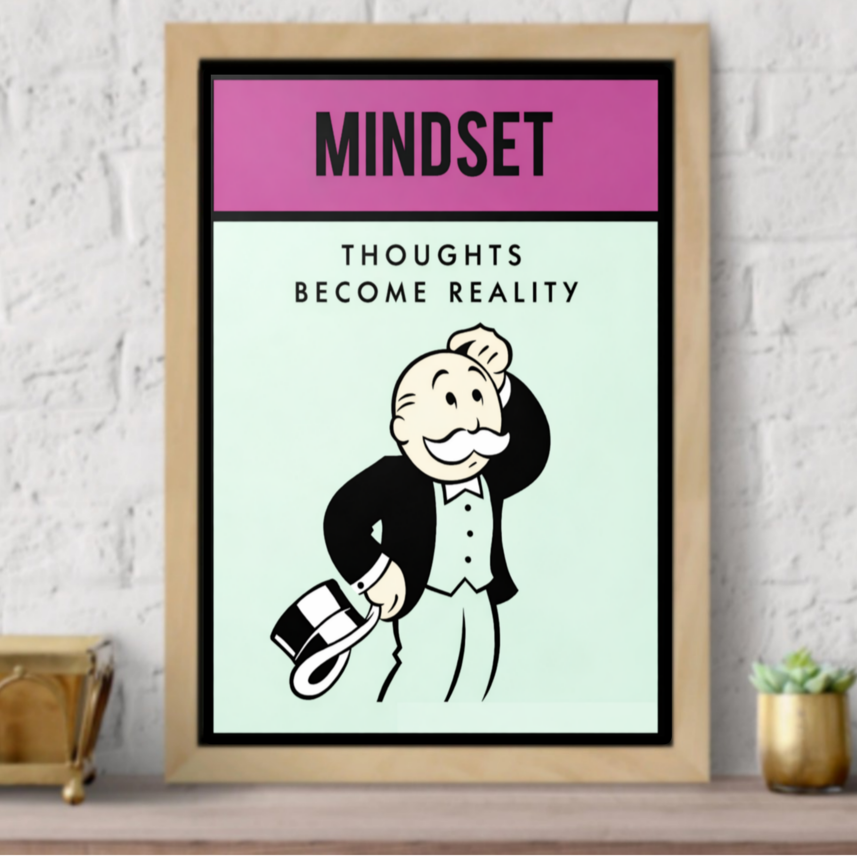Mindset Wall Art Thoughts Become Reality Motivational Poster 13x19 Laminated Success Mindset Decor Inspirational Office Wall Art