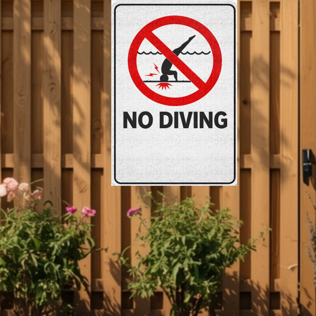 No Diving Pool Sign Safety Warning Poster 13x19 Laminated Pool Area Sign Outdoor Pool Rules Decor